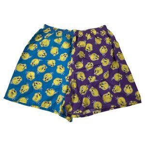 Tweety Bird Shorts Womens L Graphic Print Baggy Looney Tunes Vintage Y2K AOP